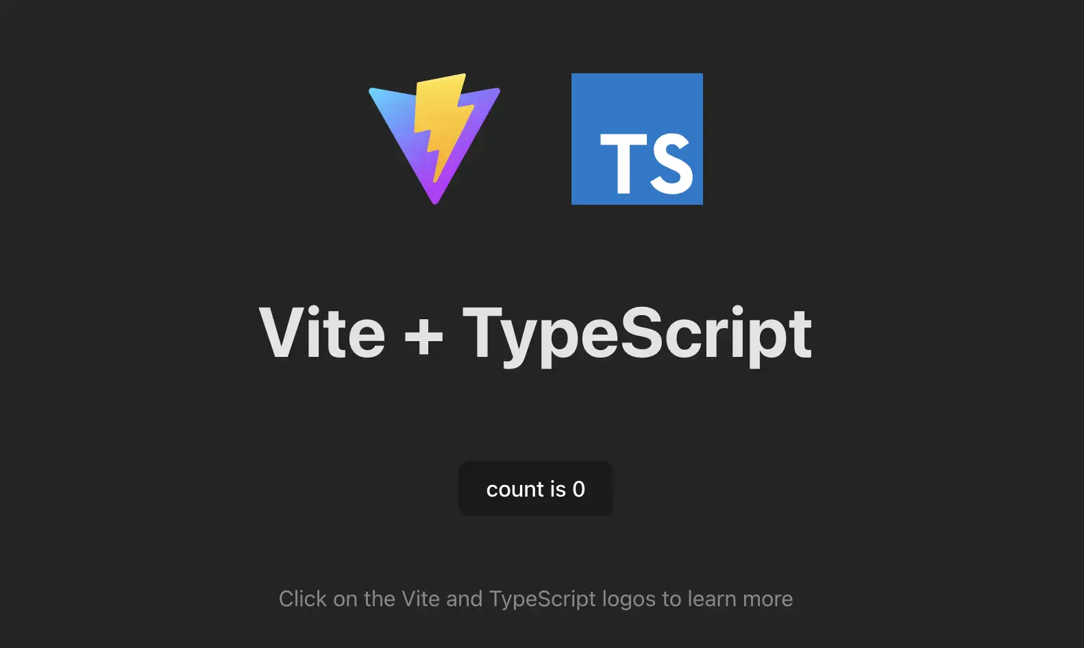 Vite and Typescript Start Screen